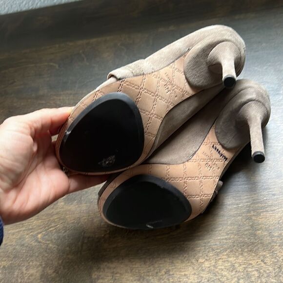 LAMB Tan Suede Strapped Open Toe Spike Heel Sz-6M - Picture 7 of 16